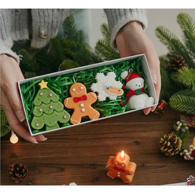 4 Adet Yılbaşı Mum Seti Kardan Adam Kar Tanesi Gingerbread Çam Ağacı