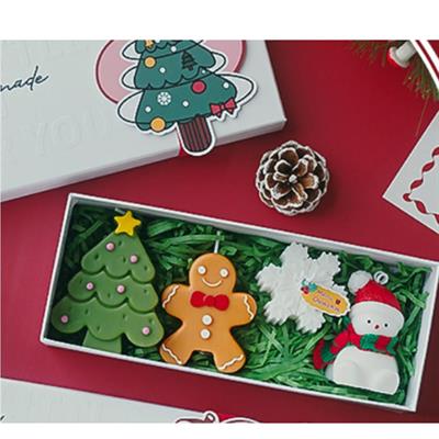 4 Adet Yılbaşı Mum Seti Kardan Adam Kar Tanesi Gingerbread Çam Ağacı