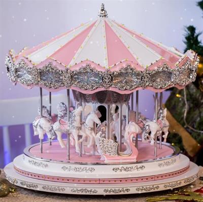 42cm Pembe Dönme Dolap Işıklı Müzikli Hareketli Bluetooth Özellikle Hoparlör