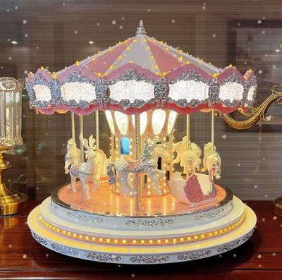 42cm Pembe Dönme Dolap Işıklı Müzikli Hareketli Bluetooth Özellikle Hoparlör