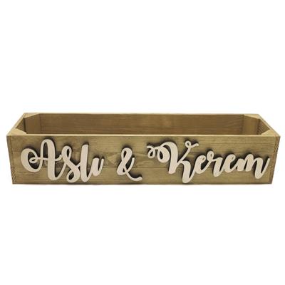 47cm Ahşap İsimlik Kutu Saksı  Kahverengi