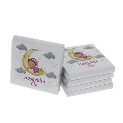 48 Adet Aydedeli Bebek İsim Etiketli Madlen Çikolata Kız