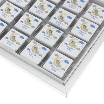 48 Adet Aydedeli Bebek İsim Etiketli Madlen Çikolata Erkek