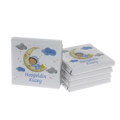 48 Adet Aydedeli Bebek İsim Etiketli Madlen Çikolata Erkek