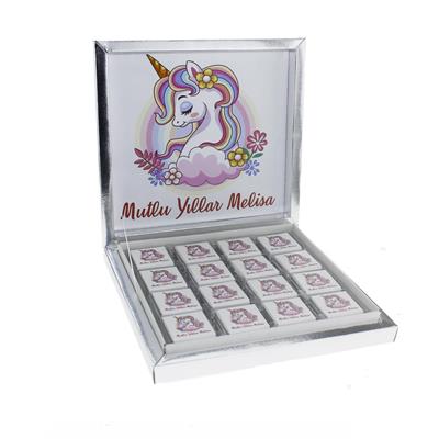 48 Adet Etiketli Unicorn Madlen Çikolata Bebek