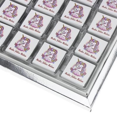 48 Adet Etiketli Unicorn Madlen Çikolata Bebek