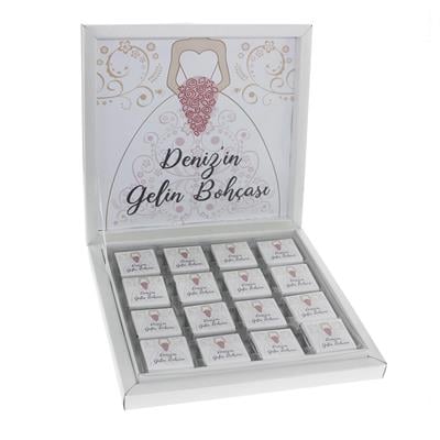 48 Adet Gelin Bohçası İsim Etiketli Söz Nişan Madlen Çikolata