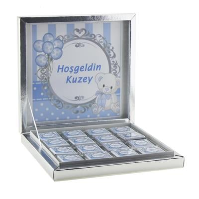 48 Adet İsim Etiketli Ayıcık Madlen Bebek Çikolata