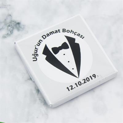 48 Adet İsim Etiketli Damat Bohçası Madlen Çikolata