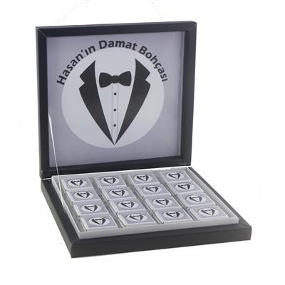 48 Adet İsim Etiketli Damat Bohçası Madlen Çikolata
