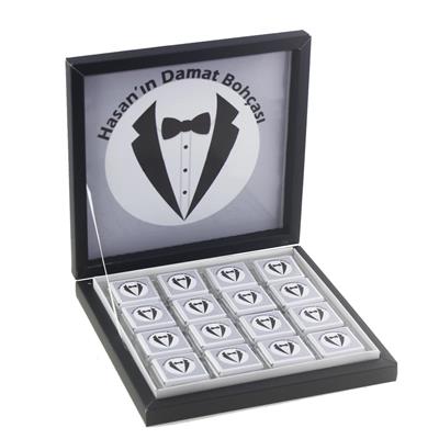 48 Adet İsim Etiketli Damat Bohçası Madlen Çikolata