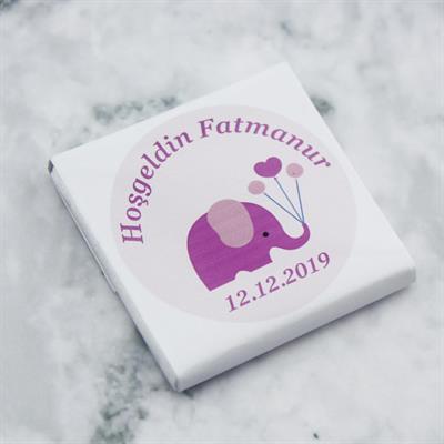 48 Adet İsim Etiketli Fil Model Bebek Madlen Çikolata