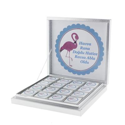 48 Adet İsim Etiketli Flamingo Madlen Bebek Çikolatası