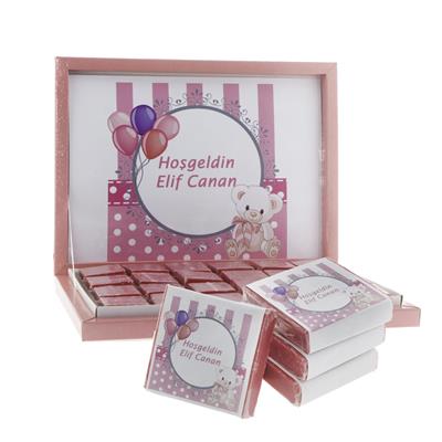 48 Adet İsim Etiketli Lavantalı Doğal Sabun Pembe Ayıcık