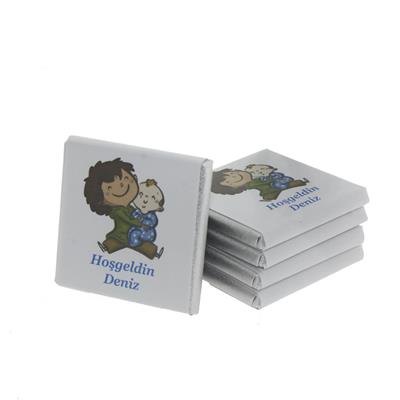 48 Adet İsim Etiketli Madlen Çikolata İki Erkek Kardeş Bebek