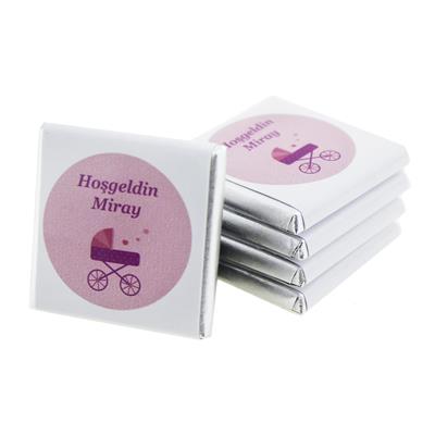 48 Adet İsim Etiketli Pusetli Bebek Madlen Çikolata