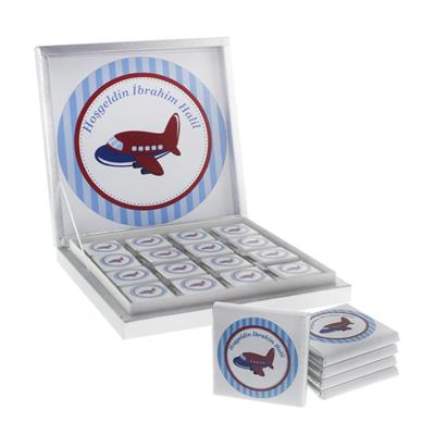 48 Adet  İsim Etiketli Uçaklı Madlen Çikolata