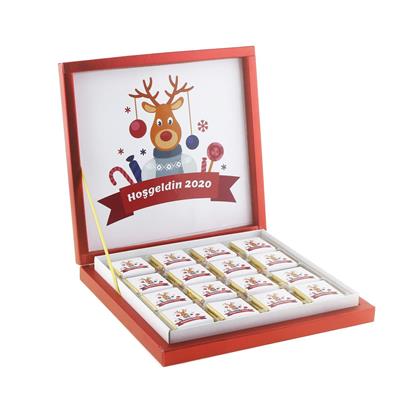 48 Adet Kişiye Özel Yılbaşı Geyikli Yeni Yıl Madlen Çikolata
