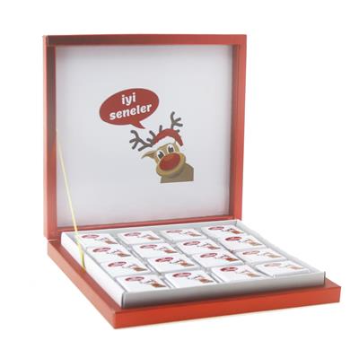 48 Adet Yılbaşı İyi Seneler Geyikli Yeni Yıl Madlen Çikolata