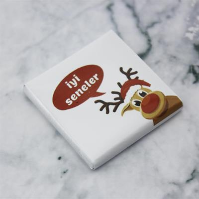 48 Adet Yılbaşı İyi Seneler Geyikli Yeni Yıl Madlen Çikolata