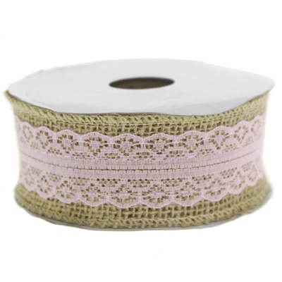 4cm X 4,5m Ortası Çift Sıra Dantelli Jüt Kurdela
