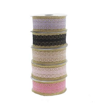 4cm X 4,5m Ortası Çift Sıra Dantelli Jüt Kurdela