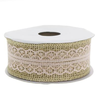 4cm X 4,5m Ortası Çift Sıra Dantelli Jüt Kurdela
