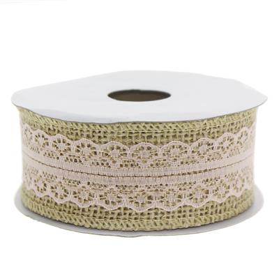 4cm X 4,5m Ortası Çift Sıra Dantelli Jüt Kurdela