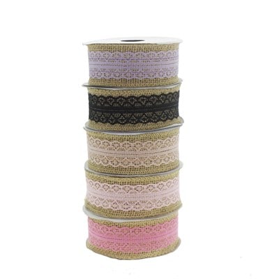 4cm X 4,5m Ortası Çift Sıra Dantelli Jüt Kurdela