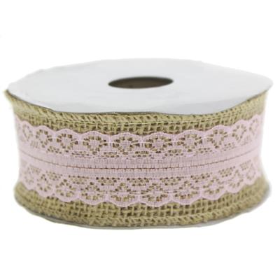 4cm X 4,5m Ortası Çift Sıra Dantelli Jüt Kurdela