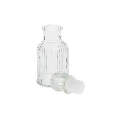 5 Adet 10cm Çizgili Top Kapaklı Cam Şişe 40ml