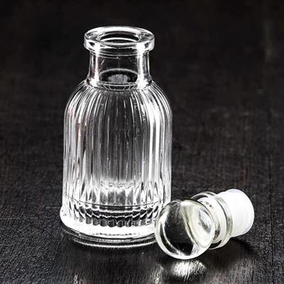 5 Adet 10cm Çizgili Top Kapaklı Cam Şişe 40ml