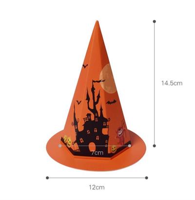 5 Adet 14,5cm Karton Kutu Cadılar Bayramı Şapkası Külah Turuncu