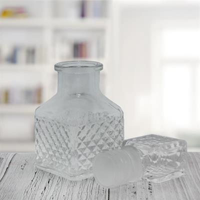 5 Adet 4,5x11cm Kristal Cam Kapaklı Şişe Baklava Motif