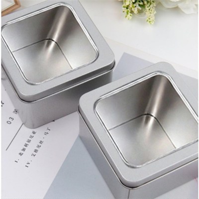 5 Adet 8,5x8,5x4,5cm Mini Metal Kutu Pencereli Kare