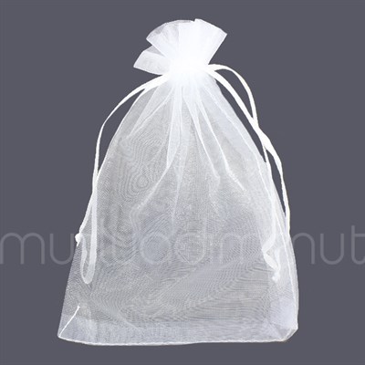 50 Adet 12x17cm Düz Organze Büzgülü Kese