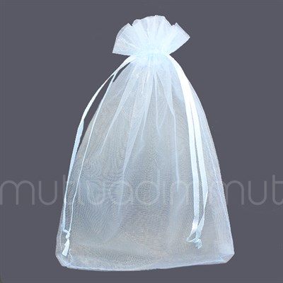 50 Adet 12x17cm Düz Organze Büzgülü Kese