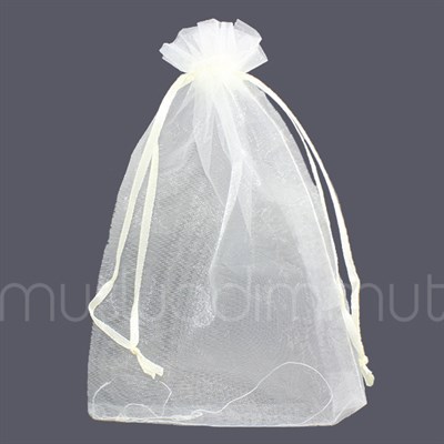 50 Adet 12x17cm Düz Organze Büzgülü Kese