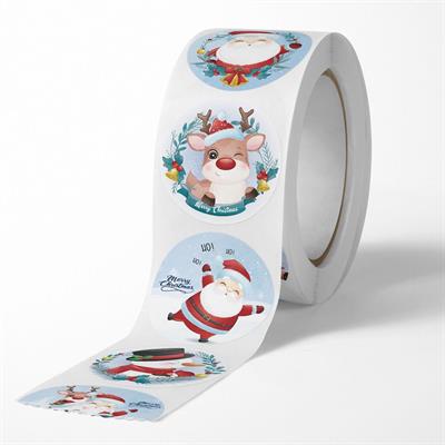 50 Adet 2,5cm Mini Yılbaşı Sticker Yapışkanlı Etiket Noel Baba Geyik Kardan Adam