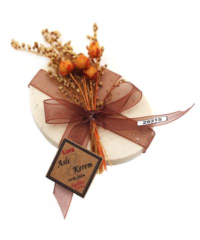 50 Adet 5x7cm Oval Sabun Doğal Çiçekli İsim Etiketli