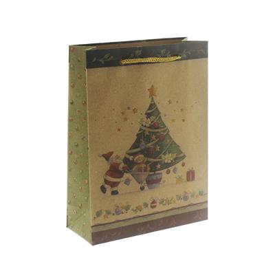 6 Adet 15x20cm Kraft Karton Çanta Çam Ağaçlı