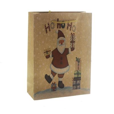 6 Adet 15x20cm Kraft Karton Çanta Noel Babalı Hohoho