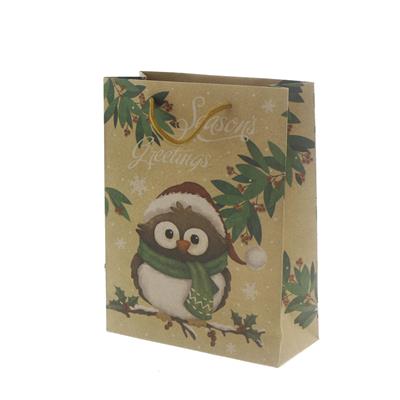 6 Adet 19x24cm Kraft Karton Çanta Baykuş