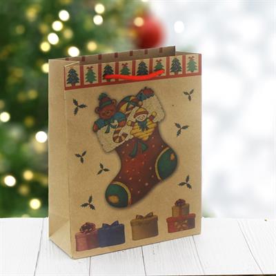 6 Adet 19x24cm Kraft Karton Çanta Çoraplı