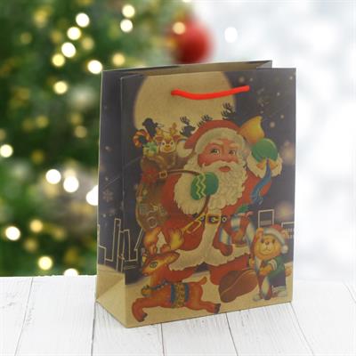 6 Adet 19x24cm Kraft Karton Çanta Noel Baba