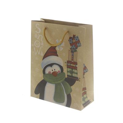 6 Adet 19x24cm Kraft Karton Çanta Penguen