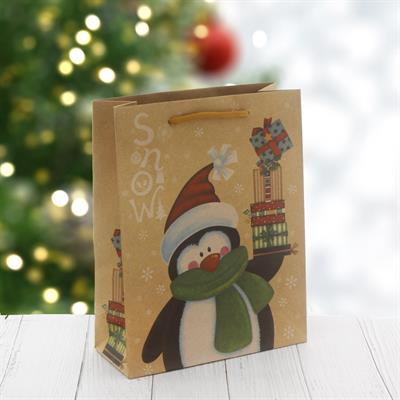 6 Adet 19x24cm Kraft Karton Çanta Penguen