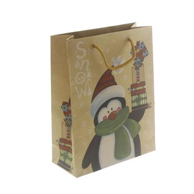 6 Adet 19x24cm Kraft Karton Çanta Penguen