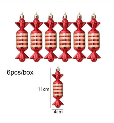6 Adet 3x11cm Plastik Şeker Ağaç Süsü