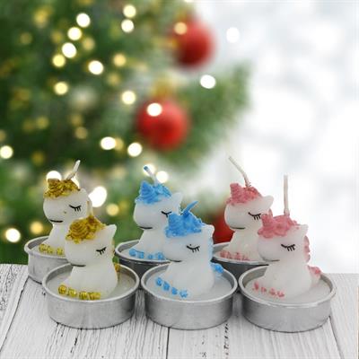 6 Adet 4cm Unicorn At Tealight Mum
